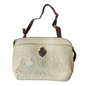 Brighton Embossed Leather Shoulder Bag With Adjustable Strap & Heart Accent